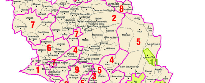 Carte des secteurs, assistance architecturale, janvier 2021